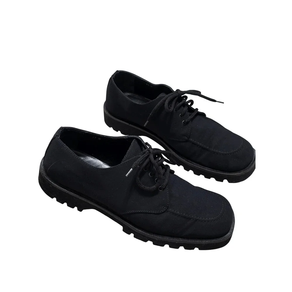 Donald J Pliner Mens Black Fabric Lace Up Lug Sole Oxford Shoes Italy Size 11 M